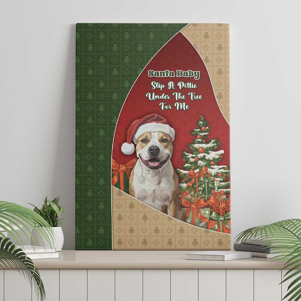 Merry Pitmas Canvas Wall Art Santa Baby Slip A Pittie Under The Tree For Me - Wonder Print Shop