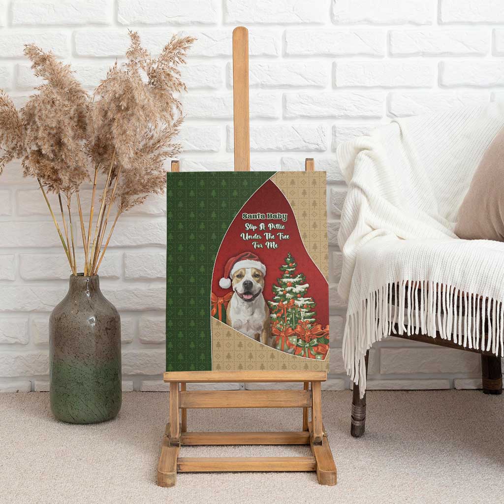 Merry Pitmas Canvas Wall Art Santa Baby Slip A Pittie Under The Tree For Me - Wonder Print Shop