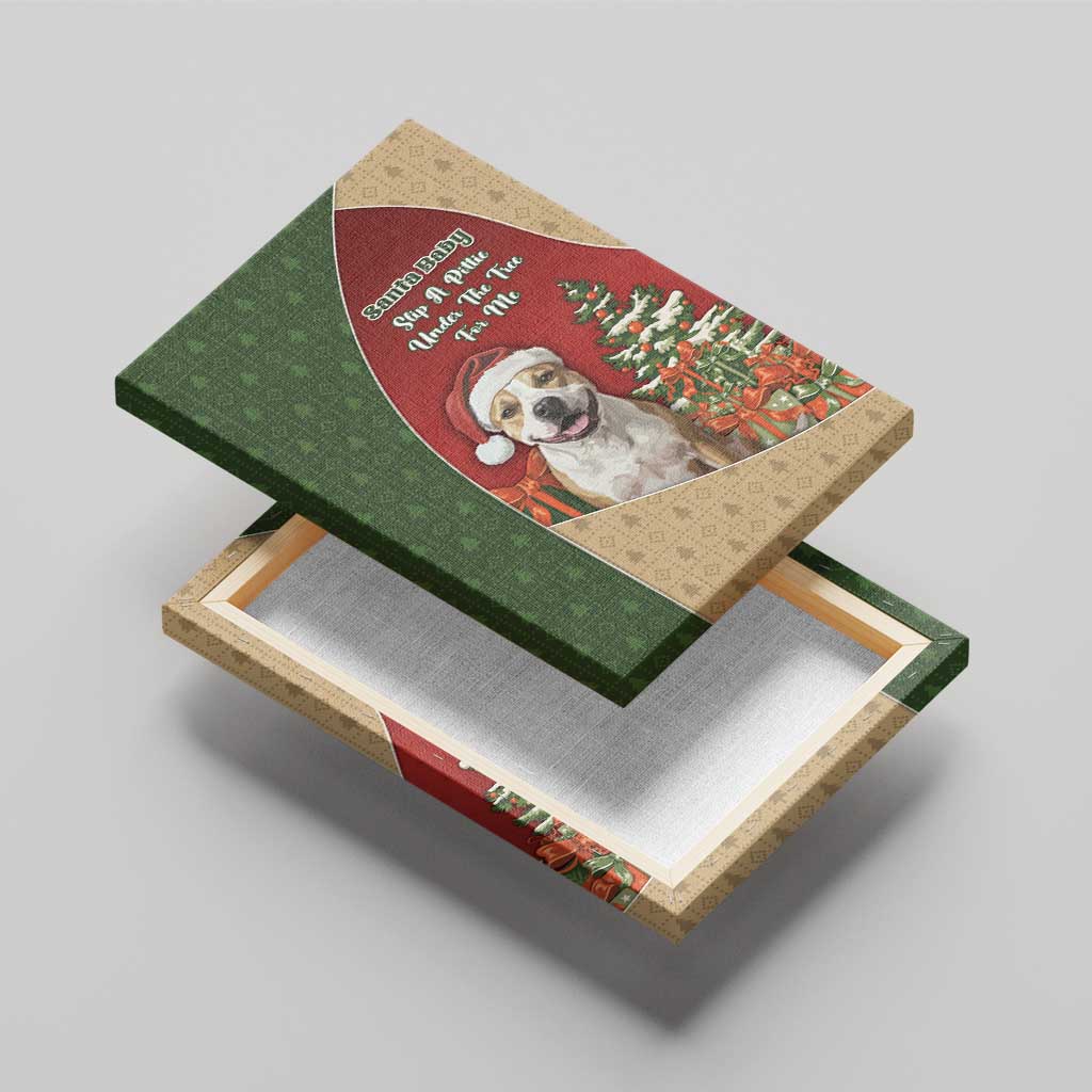 Merry Pitmas Canvas Wall Art Santa Baby Slip A Pittie Under The Tree For Me - Wonder Print Shop