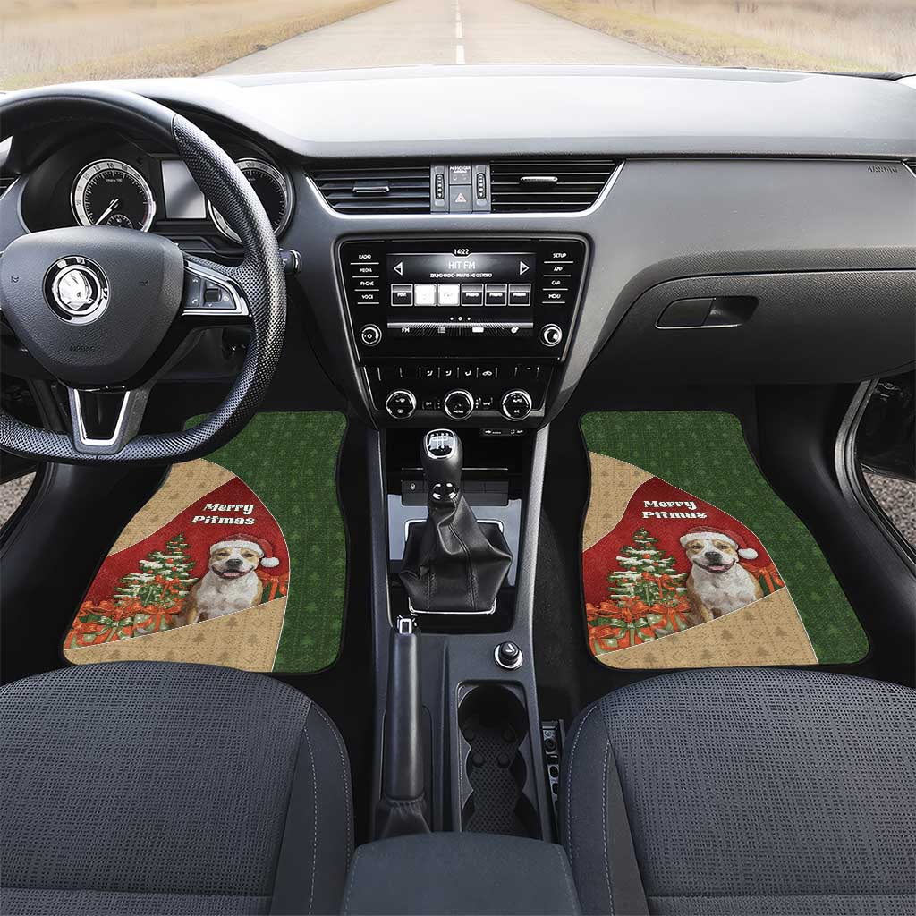 Merry Pitmas Car Mats Santa Baby Slip A Pittie Under The Tree For Me - Wonder Print Shop