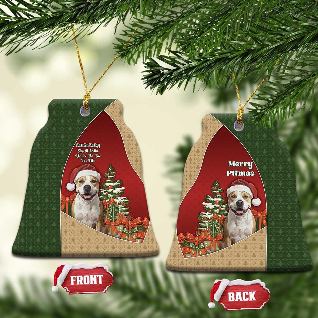 Merry Pitmas Ceramic Ornament Santa Baby Slip A Pittie Under The Tree For Me - Wonder Print Shop