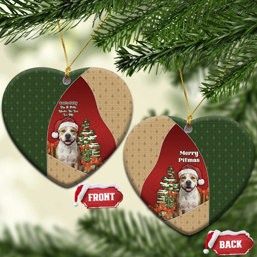 Merry Pitmas Ceramic Ornament Santa Baby Slip A Pittie Under The Tree For Me - Wonder Print Shop