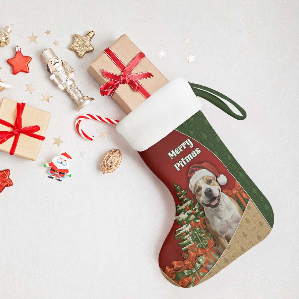 Merry Pitmas Christmas Stocking Santa Baby Slip A Pittie Under The Tree For Me - Wonder Print Shop