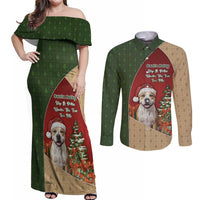 Merry Pitmas Couples Matching Off Shoulder Maxi Dress and Long Sleeve Button Shirt Santa Baby Slip A Pittie Under The Tree For Me - Wonder Print Shop