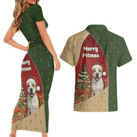 Merry Pitmas Couples Matching Short Sleeve Bodycon Dress and Hawaiian Shirt Santa Baby Slip A Pittie Under The Tree For Me - Wonder Print Shop
