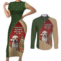 Merry Pitmas Couples Matching Short Sleeve Bodycon Dress and Long Sleeve Button Shirt Santa Baby Slip A Pittie Under The Tree For Me - Wonder Print Shop