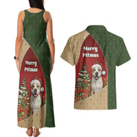 Merry Pitmas Couples Matching Tank Maxi Dress and Hawaiian Shirt Santa Baby Slip A Pittie Under The Tree For Me - Wonder Print Shop