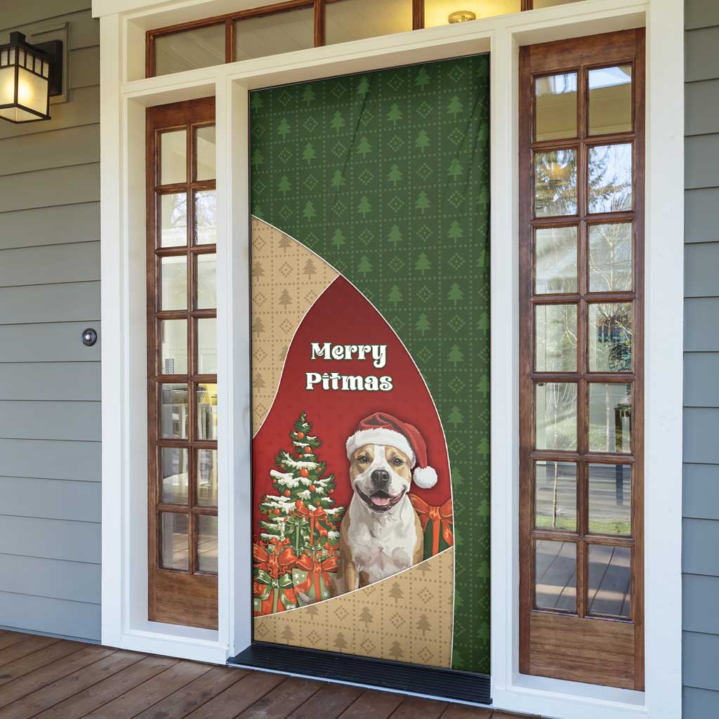 Merry Pitmas Door Cover Santa Baby Slip A Pittie Under The Tree For Me - Wonder Print Shop