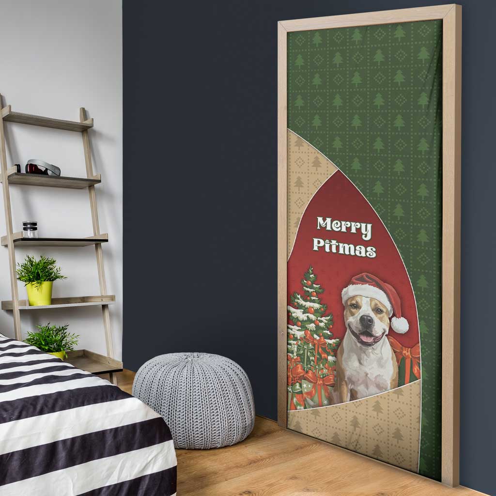 Merry Pitmas Door Cover Santa Baby Slip A Pittie Under The Tree For Me - Wonder Print Shop