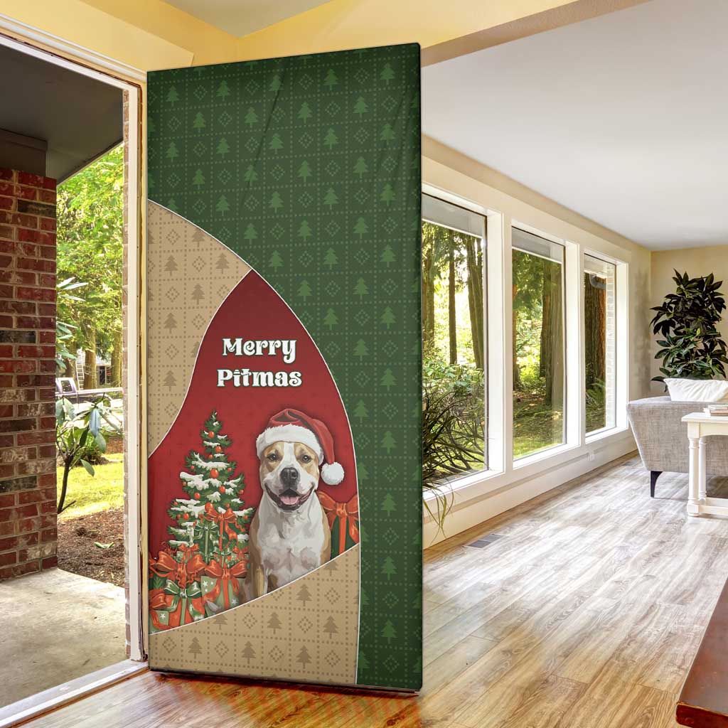 Merry Pitmas Door Cover Santa Baby Slip A Pittie Under The Tree For Me - Wonder Print Shop