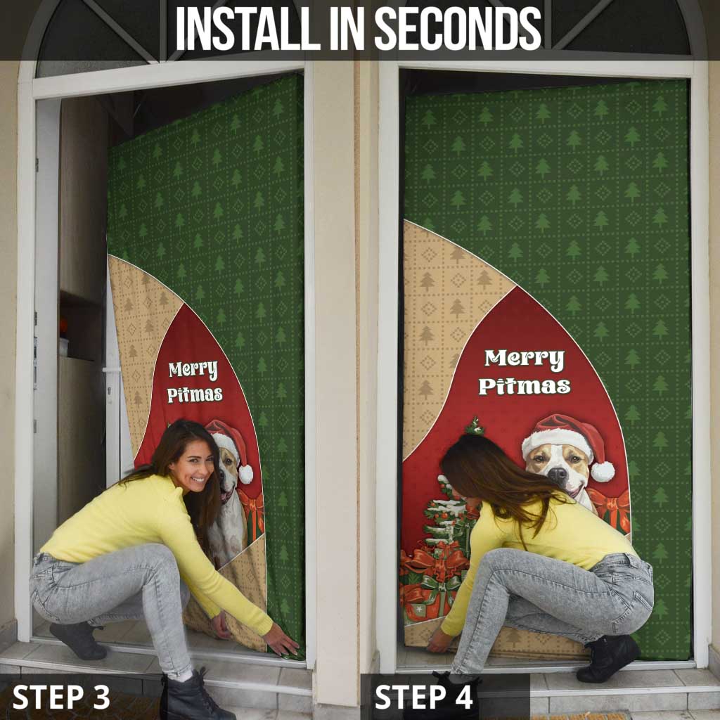 Merry Pitmas Door Cover Santa Baby Slip A Pittie Under The Tree For Me - Wonder Print Shop