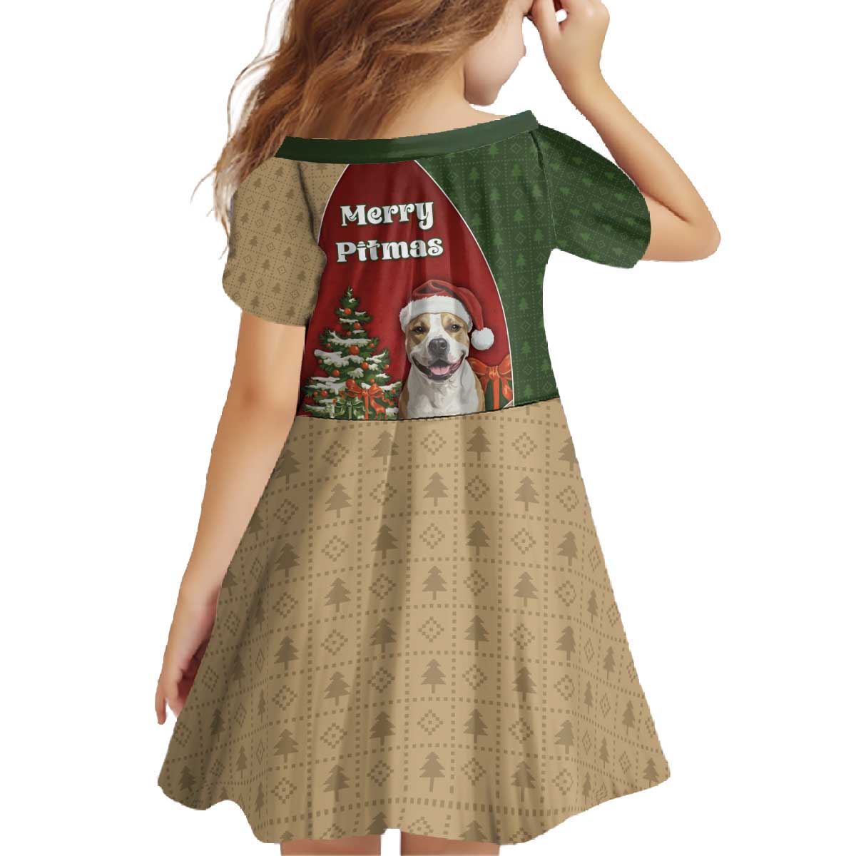 Merry Pitmas Family Matching Off The Shoulder Long Sleeve Dress and Hawaiian Shirt Santa Baby Slip A Pittie Under The Tree For Me - Wonder Print Shop
