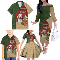Merry Pitmas Family Matching Off The Shoulder Long Sleeve Dress and Hawaiian Shirt Santa Baby Slip A Pittie Under The Tree For Me - Wonder Print Shop