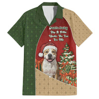 Merry Pitmas Family Matching Off The Shoulder Long Sleeve Dress and Hawaiian Shirt Santa Baby Slip A Pittie Under The Tree For Me - Wonder Print Shop