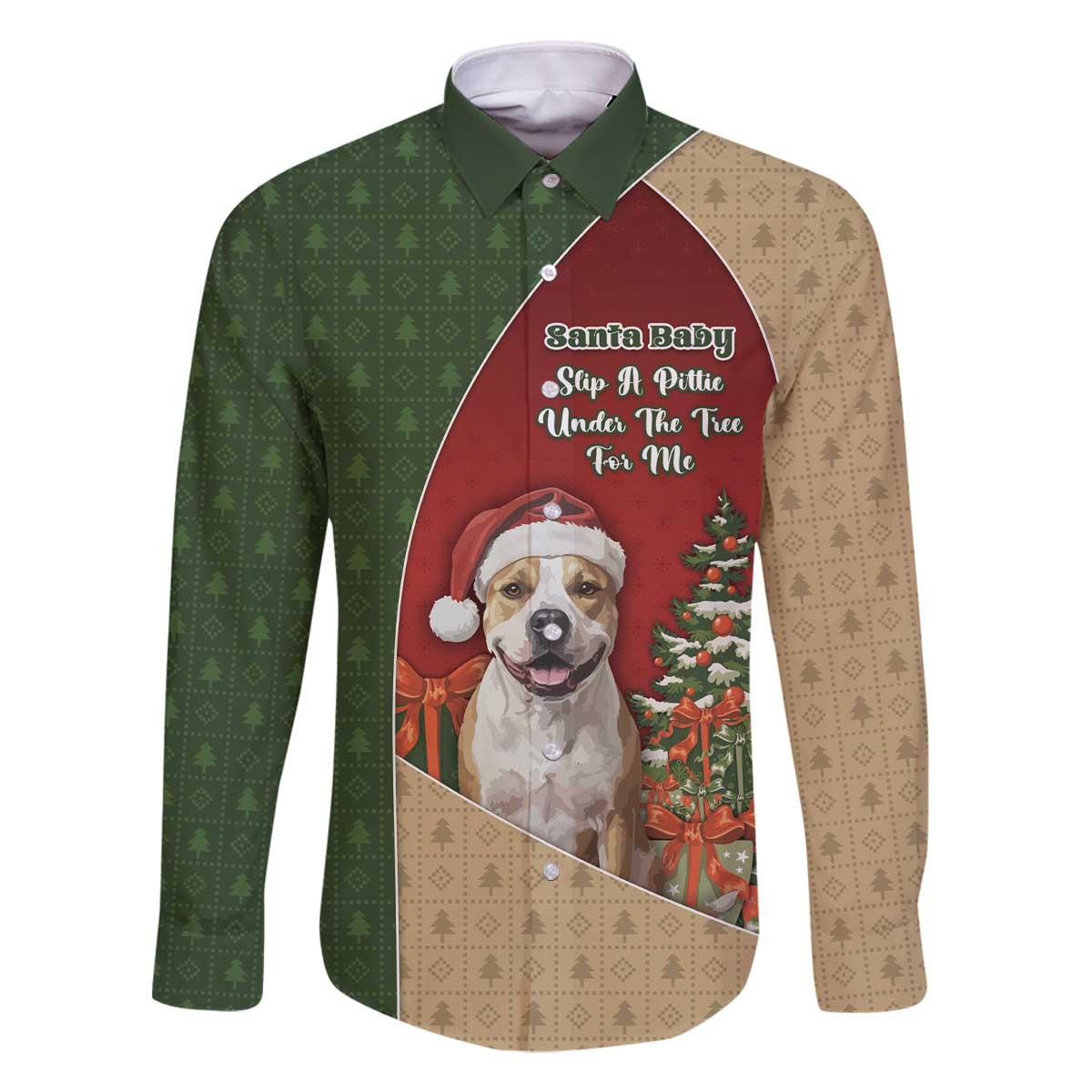 Merry Pitmas Family Matching Off The Shoulder Long Sleeve Dress and Hawaiian Shirt Santa Baby Slip A Pittie Under The Tree For Me - Wonder Print Shop