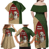 Merry Pitmas Family Matching Off Shoulder Maxi Dress and Hawaiian Shirt Santa Baby Slip A Pittie Under The Tree For Me - Wonder Print Shop