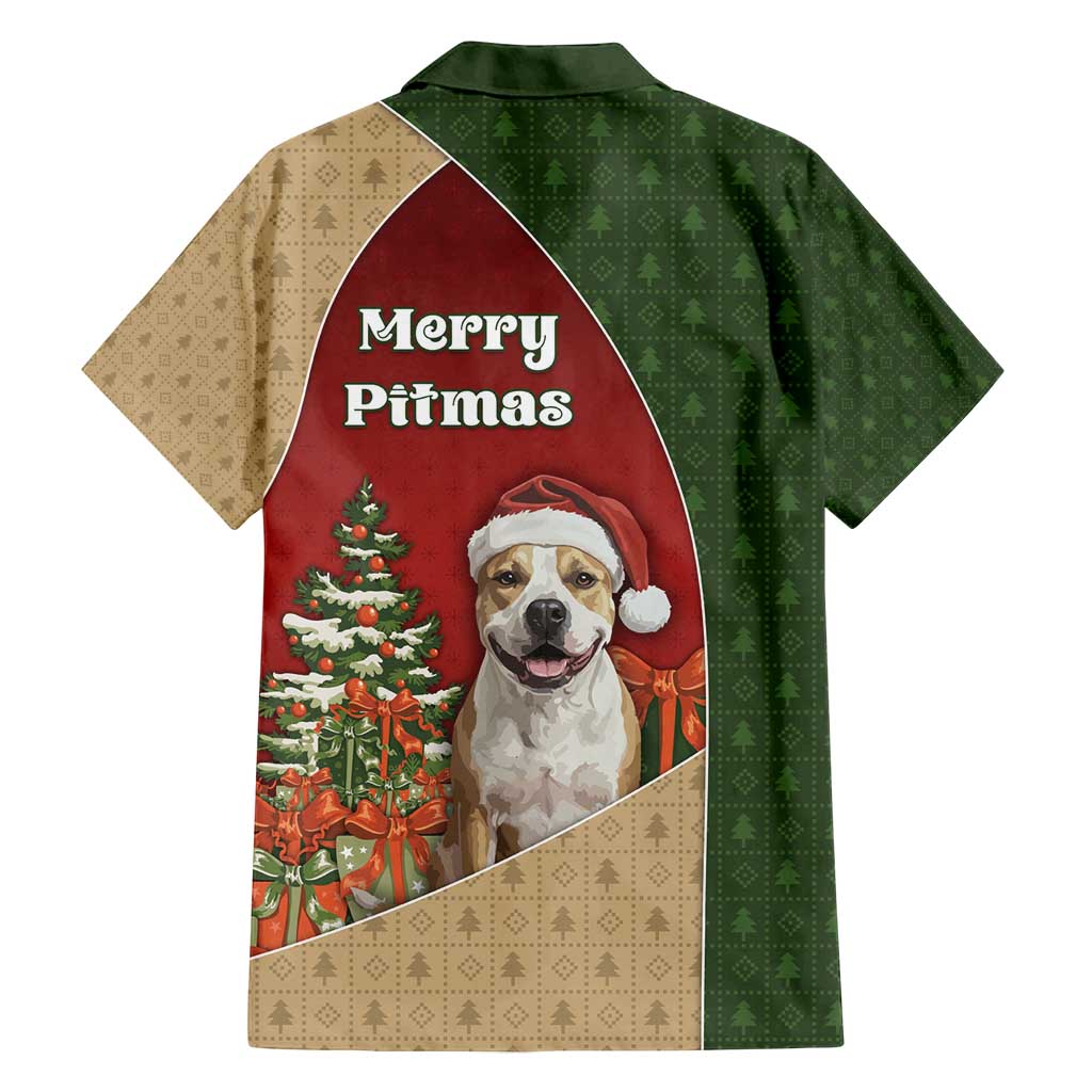Merry Pitmas Family Matching Off Shoulder Maxi Dress and Hawaiian Shirt Santa Baby Slip A Pittie Under The Tree For Me - Wonder Print Shop