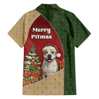 Merry Pitmas Family Matching Off Shoulder Maxi Dress and Hawaiian Shirt Santa Baby Slip A Pittie Under The Tree For Me - Wonder Print Shop