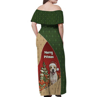 Merry Pitmas Family Matching Off Shoulder Maxi Dress and Hawaiian Shirt Santa Baby Slip A Pittie Under The Tree For Me - Wonder Print Shop