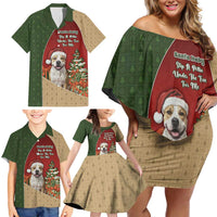 Merry Pitmas Family Matching Off Shoulder Short Dress and Hawaiian Shirt Santa Baby Slip A Pittie Under The Tree For Me - Wonder Print Shop