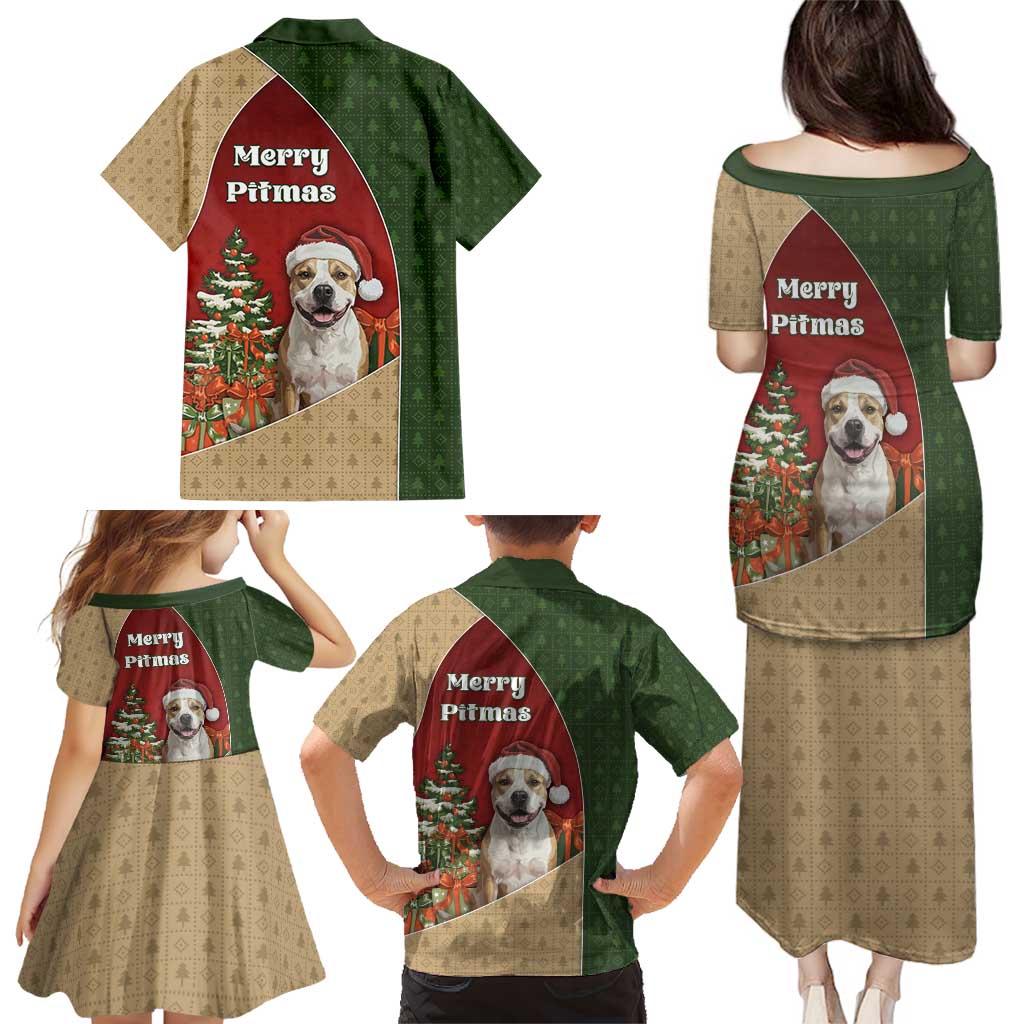 Merry Pitmas Family Matching Puletasi and Hawaiian Shirt Santa Baby Slip A Pittie Under The Tree For Me - Wonder Print Shop