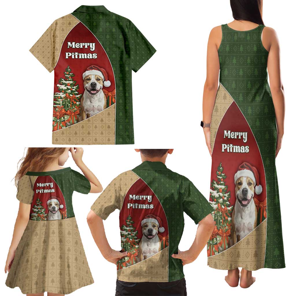 Merry Pitmas Family Matching Tank Maxi Dress and Hawaiian Shirt Santa Baby Slip A Pittie Under The Tree For Me - Wonder Print Shop