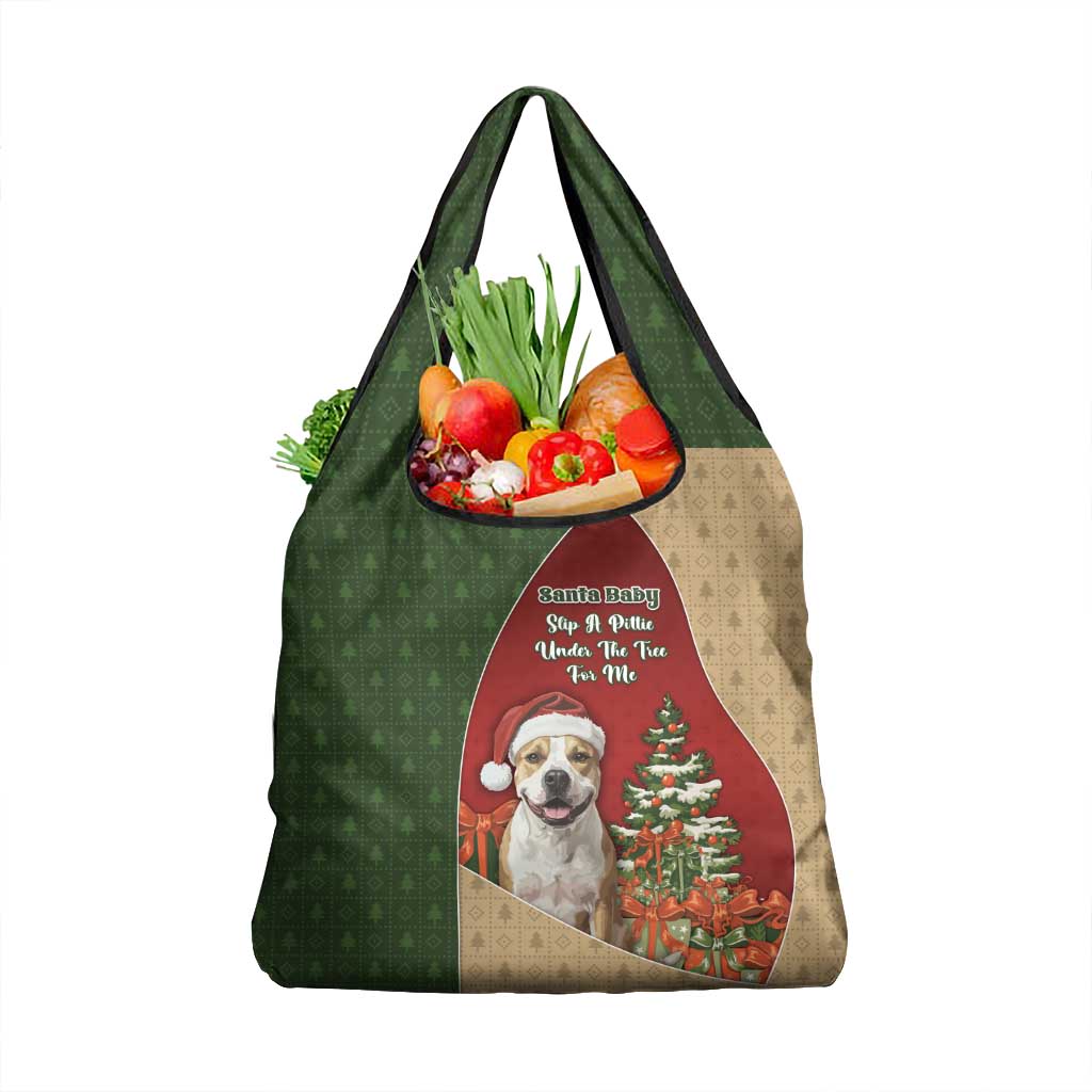 Merry Pitmas Grocery Bag Santa Baby Slip A Pittie Under The Tree For Me - Wonder Print Shop