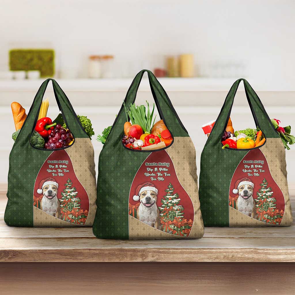 Merry Pitmas Grocery Bag Santa Baby Slip A Pittie Under The Tree For Me - Wonder Print Shop
