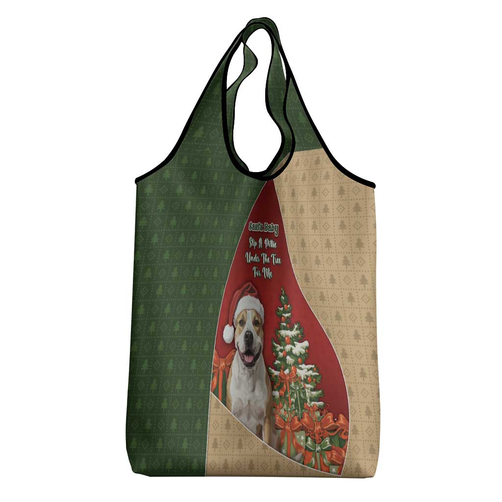Merry Pitmas Grocery Bag Santa Baby Slip A Pittie Under The Tree For Me - Wonder Print Shop
