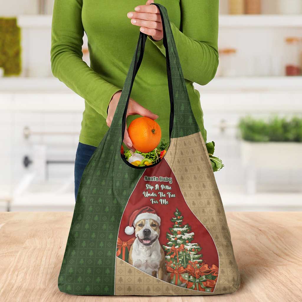 Merry Pitmas Grocery Bag Santa Baby Slip A Pittie Under The Tree For Me - Wonder Print Shop