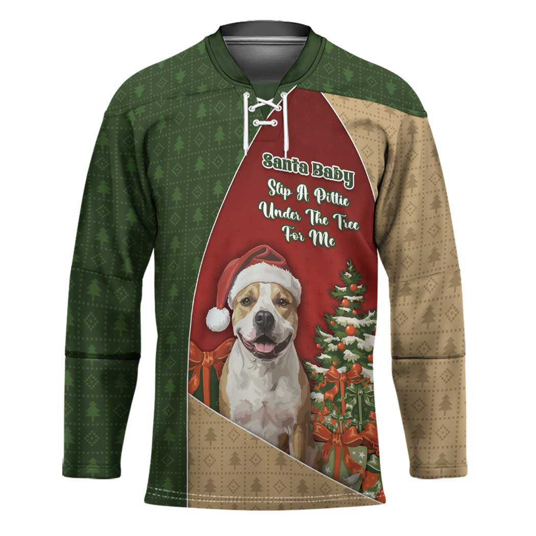 Merry Pitmas Hockey Jersey Santa Baby Slip A Pittie Under The Tree For Me - Wonder Print Shop