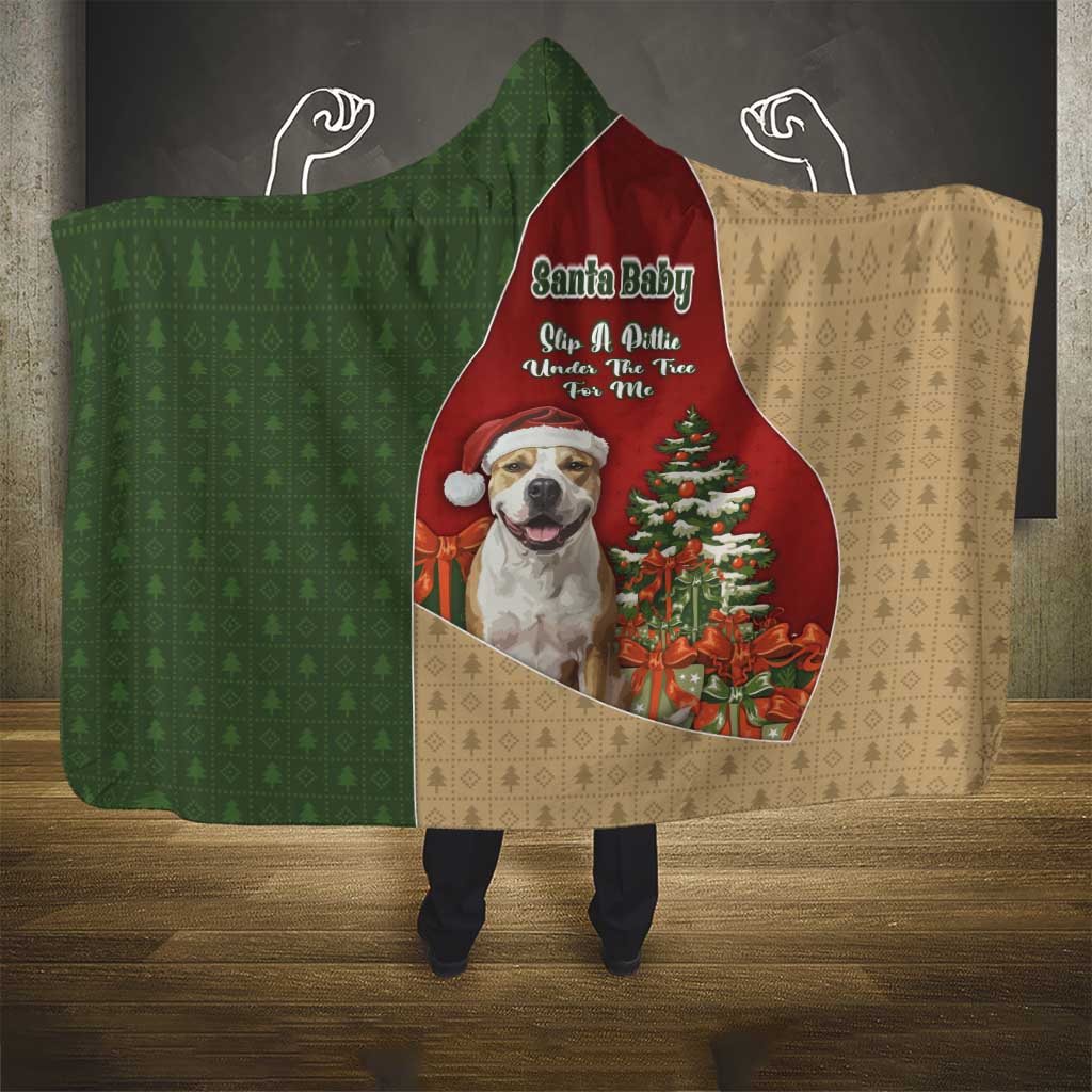 Merry Pitmas Hooded Blanket Santa Baby Slip A Pittie Under The Tree For Me - Wonder Print Shop