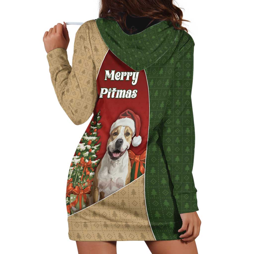 Merry Pitmas Hoodie Dress Santa Baby Slip A Pittie Under The Tree For Me - Wonder Print Shop
