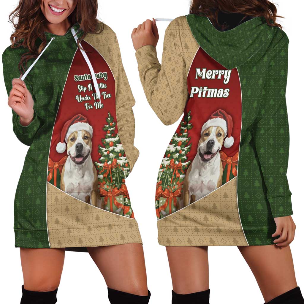 Merry Pitmas Hoodie Dress Santa Baby Slip A Pittie Under The Tree For Me - Wonder Print Shop