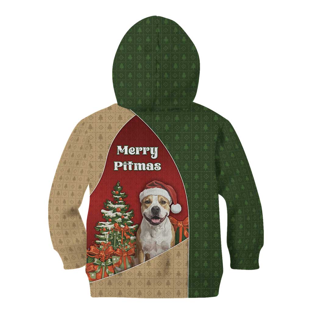 Merry Pitmas Kid Hoodie Santa Baby Slip A Pittie Under The Tree For Me - Wonder Print Shop