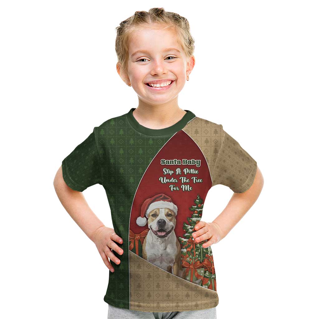 Merry Pitmas Kid T Shirt Santa Baby Slip A Pittie Under The Tree For Me - Wonder Print Shop