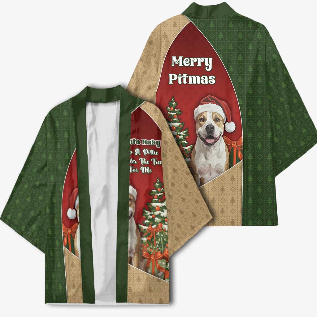 Merry Pitmas Kimono Santa Baby Slip A Pittie Under The Tree For Me - Wonder Print Shop