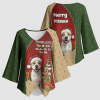 Merry Pitmas Kimono Sleeve Blouse Santa Baby Slip A Pittie Under The Tree For Me - Wonder Print Shop