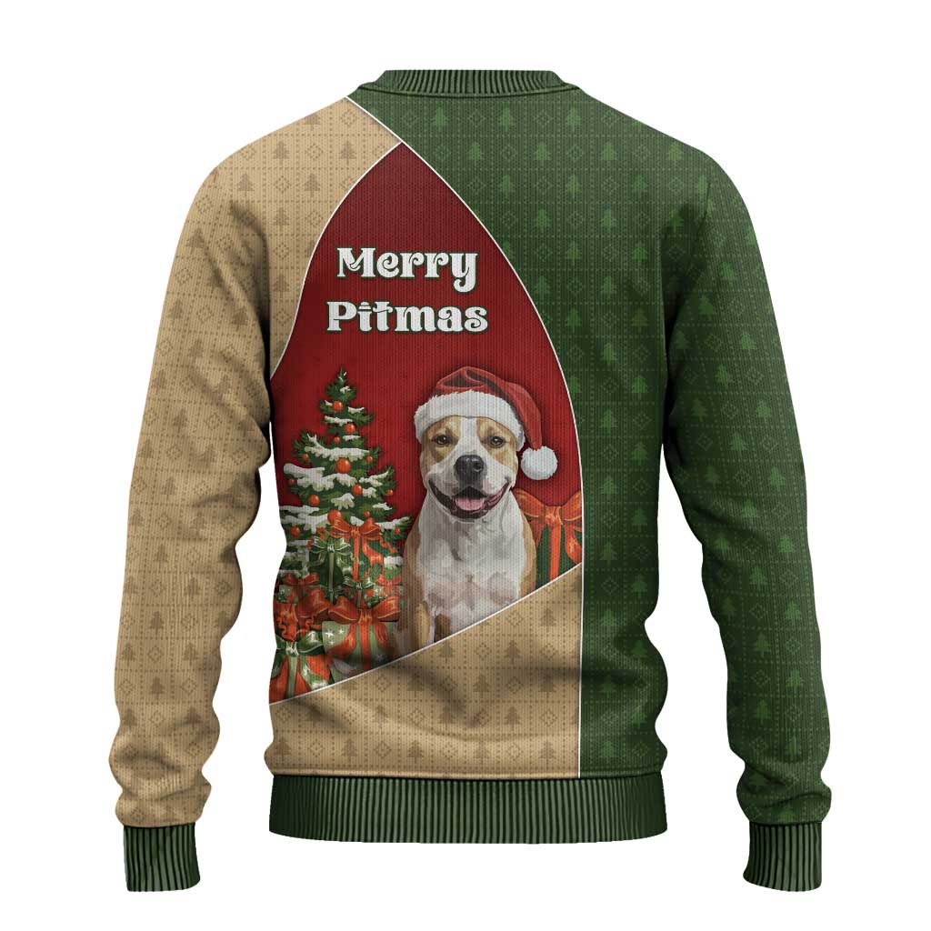 Merry Pitmas Ugly Christmas Sweater Santa Baby Slip A Pittie Under The Tree For Me - Wonder Print Shop