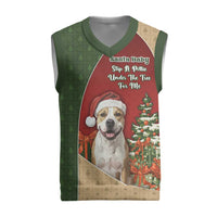 Merry Pitmas Christmas Knitted V-Neck Vest Santa Baby Slip A Pittie Under The Tree For Me - Wonder Print Shop