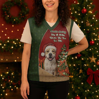 Merry Pitmas Christmas Knitted V-Neck Vest Santa Baby Slip A Pittie Under The Tree For Me - Wonder Print Shop