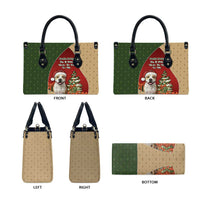 Merry Pitmas Leather Bag Santa Baby Slip A Pittie Under The Tree For Me - Wonder Print Shop