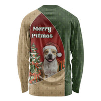 Merry Pitmas Long Sleeve Shirt Santa Baby Slip A Pittie Under The Tree For Me - Wonder Print Shop