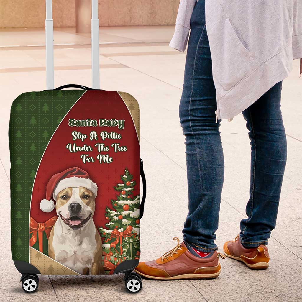 Merry Pitmas Luggage Cover Santa Baby Slip A Pittie Under The Tree For Me - Wonder Print Shop