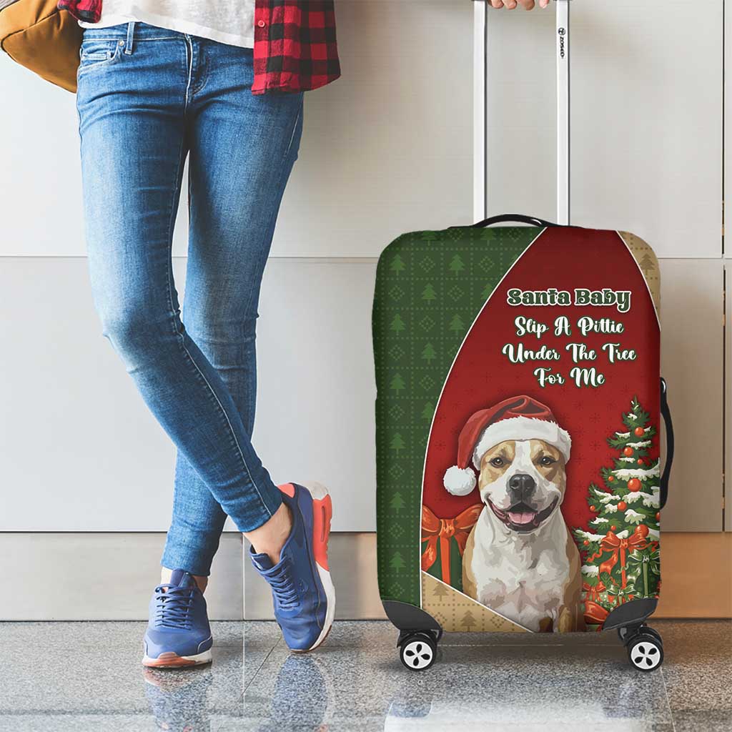 Merry Pitmas Luggage Cover Santa Baby Slip A Pittie Under The Tree For Me - Wonder Print Shop