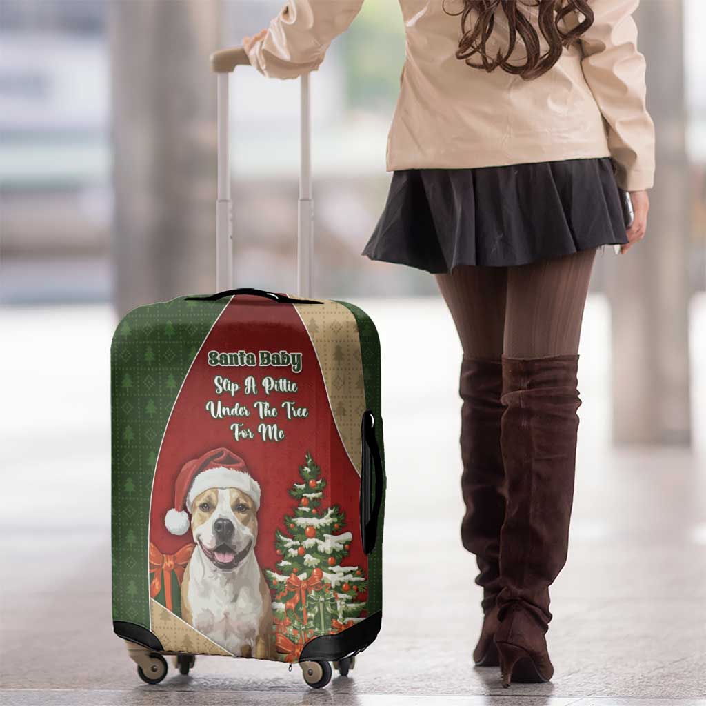 Merry Pitmas Luggage Cover Santa Baby Slip A Pittie Under The Tree For Me - Wonder Print Shop