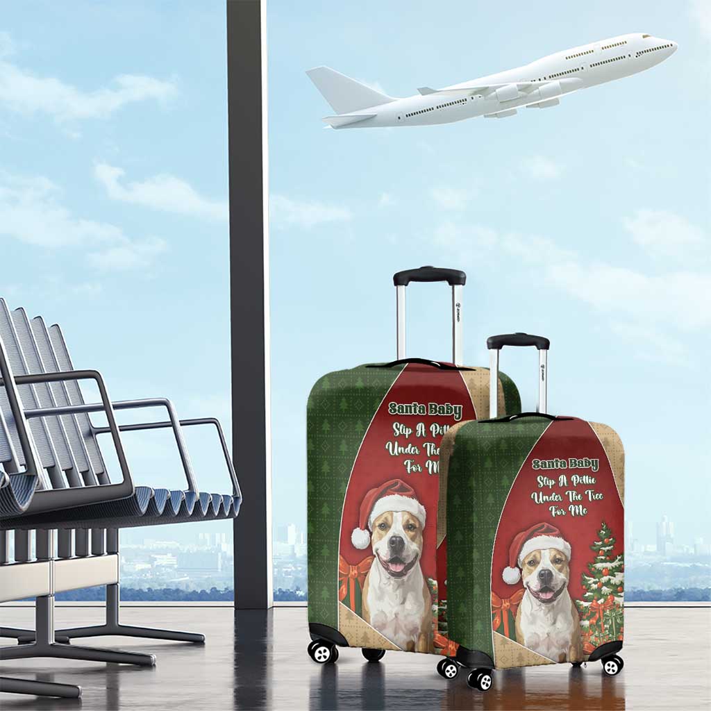 Merry Pitmas Luggage Cover Santa Baby Slip A Pittie Under The Tree For Me - Wonder Print Shop