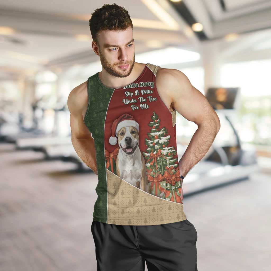 Merry Pitmas Men Tank Top Santa Baby Slip A Pittie Under The Tree For Me - Wonder Print Shop