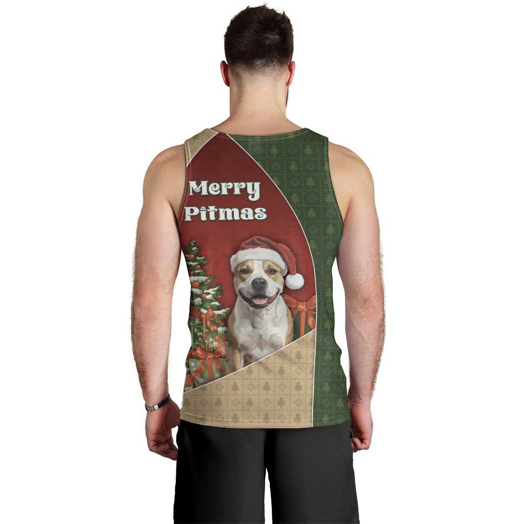 Merry Pitmas Men Tank Top Santa Baby Slip A Pittie Under The Tree For Me - Wonder Print Shop