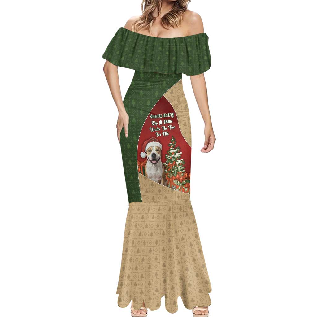 Merry Pitmas Mermaid Dress Santa Baby Slip A Pittie Under The Tree For Me - Wonder Print Shop